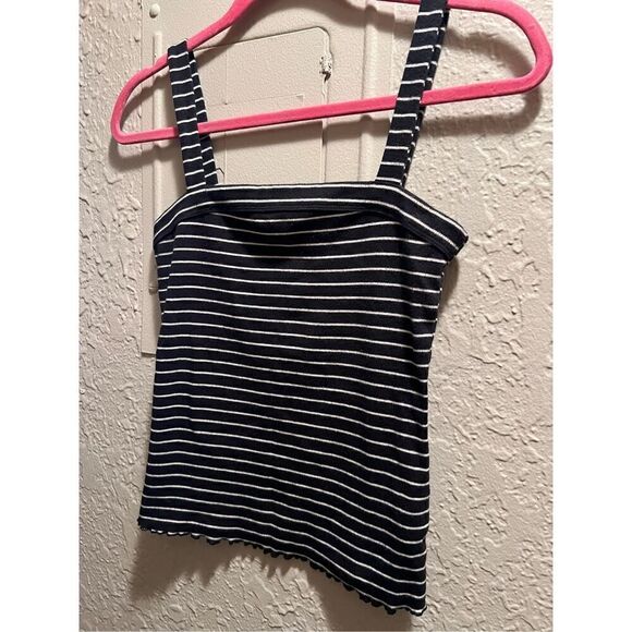 Aero Seriously Soft Square Neck Tank Black & White Striped Woman’s Size Medium - Picture 2 of 6
